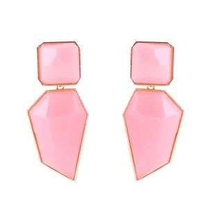 ZOEY Pink Geo Gemstone Statement Earrings